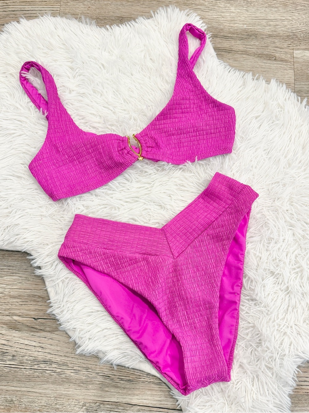 BECCA Virtue Bikini Barbie Barbiecore Resort Vacation Crinkle Texture Large